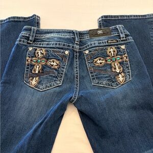 Miss Me Women's Chloe Bootcut Turquoise Embellished Jeans Size 30